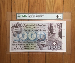 瑞士1000法郎 pmg 40 死神之舞 已退出流通.第五版