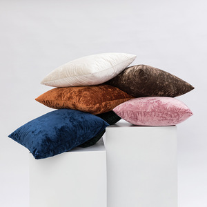 新款跨境家居沙发靠垫素色冰花绒抱枕套简约美式床头靠枕软包