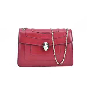 5新]宝格丽bvlgari 牛皮红色大号蛇头包单肩包 公价2.2w