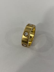 卡地亚宽版六钻51号戒指 黄金版