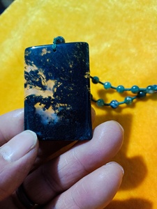 水草玛瑙平安无事牌,全珠链子