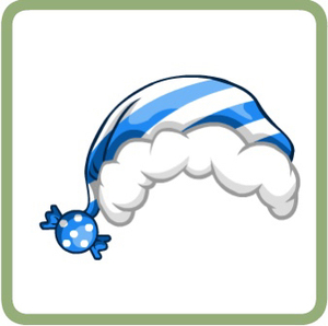 奥比岛 蓝色糖果帽 睡帽 圣诞帽 睡衣 稀有 绝版 熊装 老