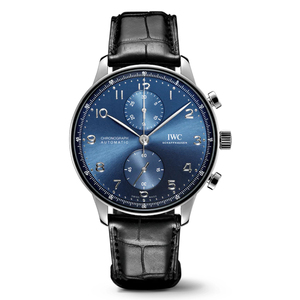 【6折即刻拍】全套iwc万国葡萄牙系列iw371606蓝面自动机械男表
