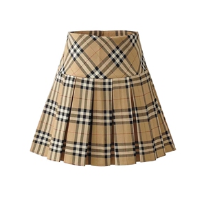 burberry巴宝莉bbr经典格子条纹高腰百褶裙短裙