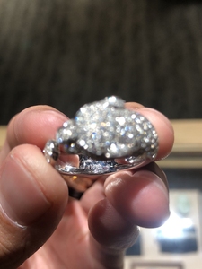 卡地亚豹子头18k白金满钻戒指