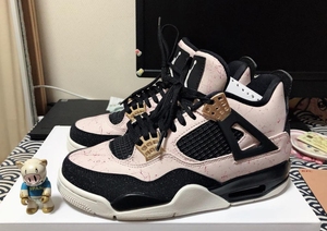 全新 aj4 金扣 大理石 黑粉 气垫 耐克 二手 乔丹4