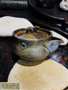 日本 备前烧 岩本修一 柴烧 宝瓶 茶壶 急须 生肖鼠