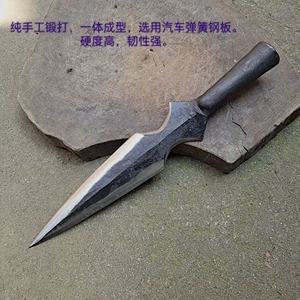弹簧钢手工煅打标枪头山猪矛野猪镖红樱枪