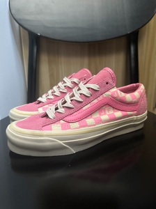 vansog经典粉色字母低帮滑板鞋帆布鞋