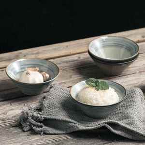 粗陶碗个性碗碟家用手工老式复古斗笠碗日式复古怀旧创意土陶餐具