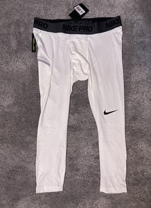 nike 篮球训练紧身速干健身裤 七分男款白色