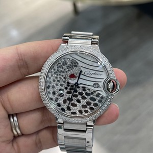 【95新】卡地亚蓝气球系列w69016z4后钻豹头自动机械女表