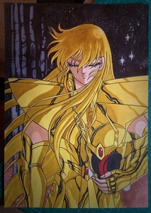 马克笔手绘,处女座黄金圣斗士沙加,a4大小,自带画框,都是一