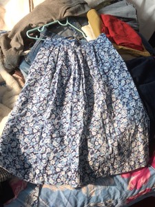 vintage蓝色碎花裙子棉布纯棉的半裙
