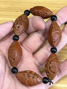 老雕工纯手工橄榄核 福在眼前 完全红透 一物一图 橄榄核手串