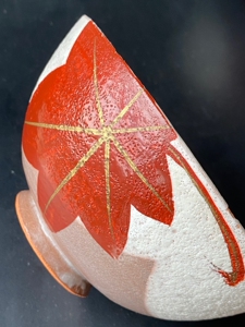 出坑亏出日本回流瓷器犬山烧描金赤绘彩绘枫叶碗