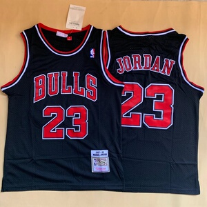 乔丹公牛23号黑色复古球衣nba休闲运动篮球背心