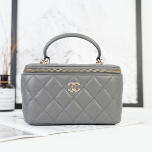 【99新】香奈儿/chanel 22a高级灰手柄款长盒子包化妆包