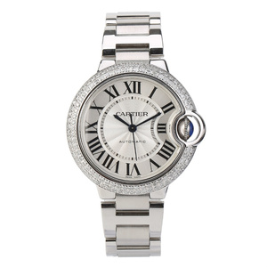 热卖款33mm卡地亚98新蓝气球自动机械手表女表w6920071后镶钻石