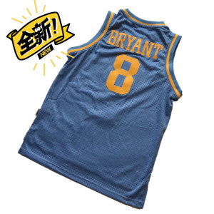 湖人科比蓝色mpls青年版男款youth刺绣sw复古球衣篮球