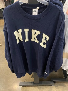 包邮秒发nike耐克冬季新款女子运动休闲法式毛圈蓝色卫衣套头