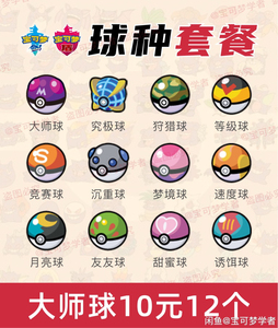 宝可梦剑盾道具大礼包球种套餐全套柑果球究极球大师球腐朽的剑腐