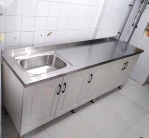 送货上门厨房橱柜家用简易不锈钢灶台柜厨柜一体储物柜子整体组装