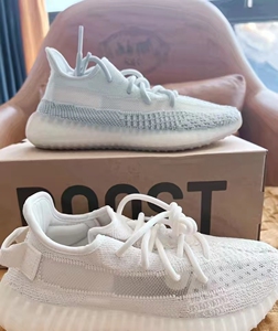 正品原盒 阿迪达斯椰子yezzy350 白色白冰淇淋纯白2.