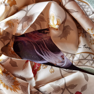 中古jim thompson真丝丝巾80厘米左右