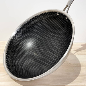 匠品德国双立人代工升级款全面屏蜂窝炒锅304不锈钢无涂层不粘