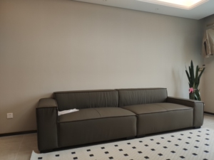 全新欧宝米缇豆腐块头层牛皮沙发