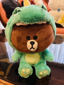 韩国正品line friends绿色恐龙外衣变装布朗熊玩偶公