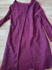 koradior，女款毛衣裙，有腰带，38/85，酒红色