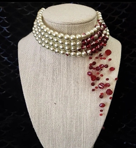 吸血鬼珍珠项链陶阿狗君同款手作迪奥滴血珍珠项链