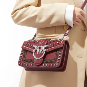 pinko 【 王子文明星同款】牛皮复古图钉装饰燕子包飞鸟包