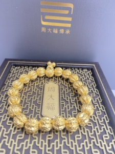 周大福传承系列手链 转运珠珠链金刚菩提黄金足金手串