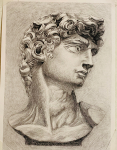 石膏头像素描,自己画的,是临摹喻红老师作品