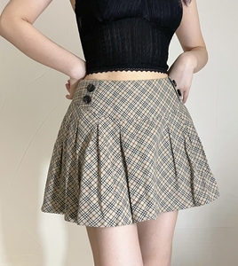 burberry bbr中古正品巴宝莉经典格纹百褶裙迷你裙
