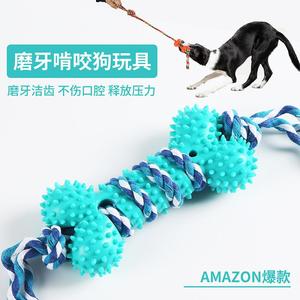 新款宠物用品工厂现货 TPR啃咬磨牙洁齿互动拔河塑料制品狗狗玩具