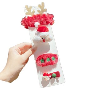 圣诞节发夹套装韩国网红鹿角毛绒发卡少女边夹麋鹿装饰品夹子头饰