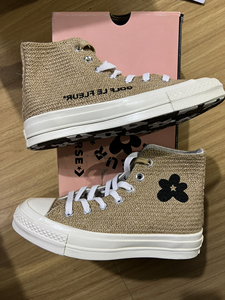 匡威小花 golf 麻布高帮 35码