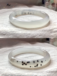 玛瑙手镯女加宽天然原色黑色冰透荧光黄镯子景镯眼睛发丝592人付款