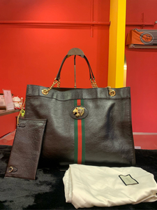 gucci古驰rajah系列黑色虎头托特包子母购物袋妈咪包