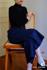 【Free Lady】高领黑色打的衫，纯羊毛，修身版，尺码M
