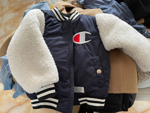 champion冠军儿童加棉棒球服加绒棒球外套