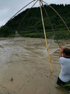 抬网渔网捕鱼扳鱼的网自动可折叠大型搬网大号手工挑网搬罾搬筝网