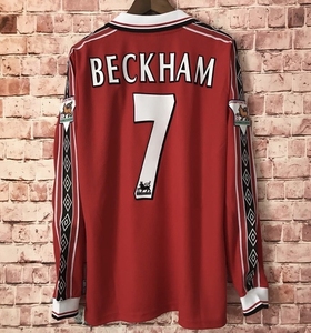 9899曼联主场长袖球衣7号贝克汉姆经典复古怀旧足球服比赛队