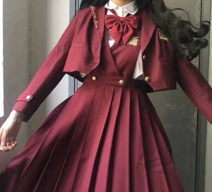 全新太子加青团党妹同款jk玫瑰战争红色s码护奶加短西不刀不换