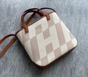 爱马仕h en biais帆布包hermes购物袋托特包女