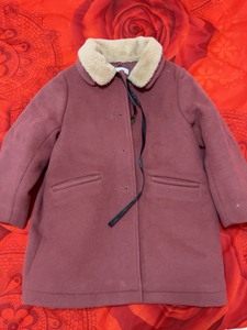 鹿王羊绒羊毛大衣，酒红色，中长款，120尺码，八成新，毛呢大